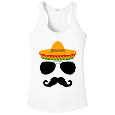 Cinco De Mayo Party Funny Cinco De Mayo Mustache Face Ladies PosiCharge Competitor Racerback Tank