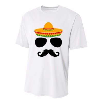 Cinco De Mayo Party Funny Cinco De Mayo Mustache Face Youth Performance Sprint T-Shirt