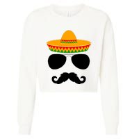 Cinco De Mayo Party Funny Cinco De Mayo Mustache Face Cropped Pullover Crew