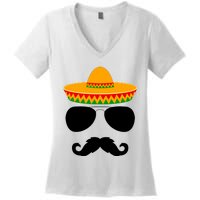 Cinco De Mayo Party Funny Cinco De Mayo Mustache Face Women's V-Neck T-Shirt