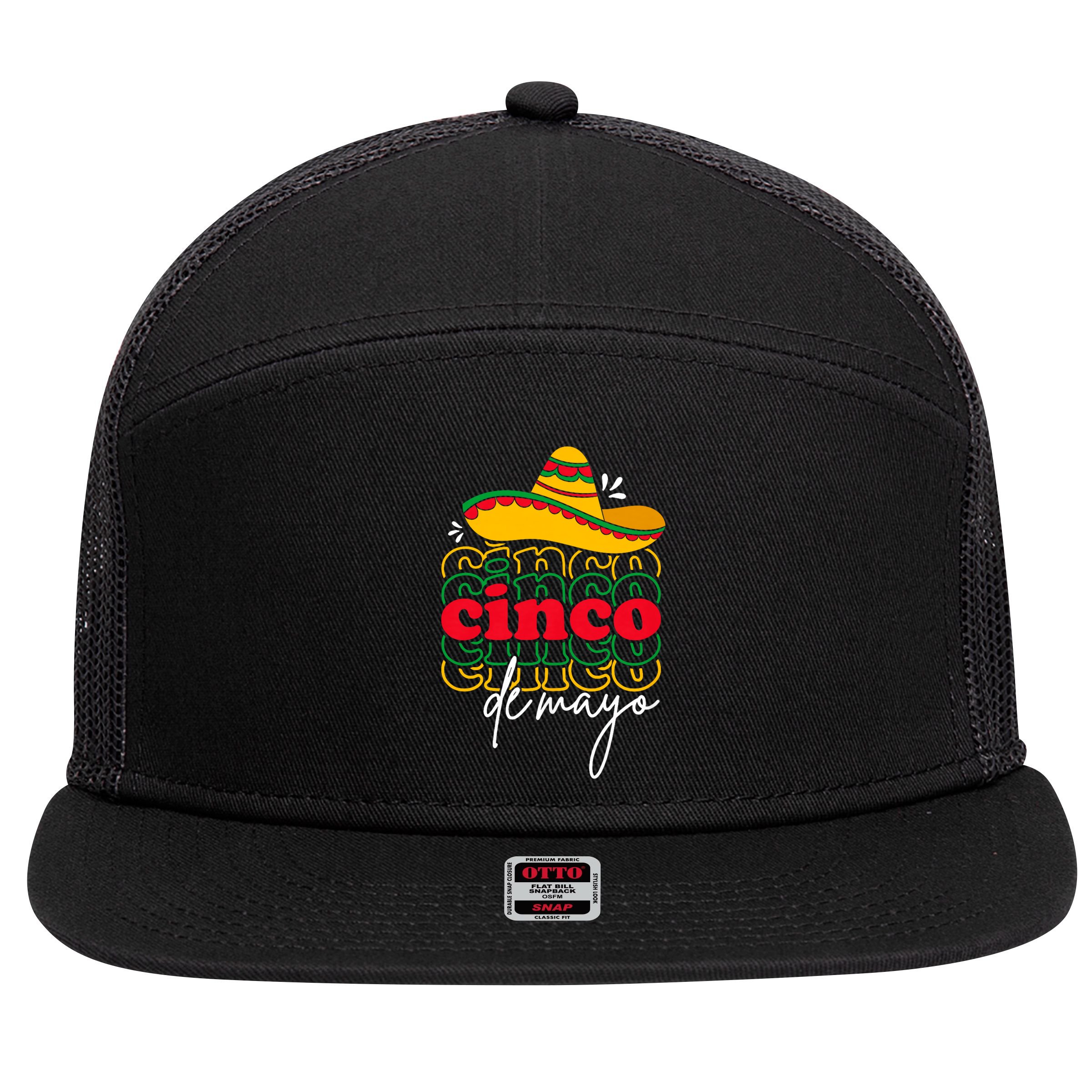 Cinco De Mayo Mexican Fiesta 5 De Mayo 7 Panel Mesh Trucker Snapback Hat
