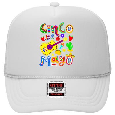 Cinco De Mayo Girl High Crown Mesh Back Trucker Hat