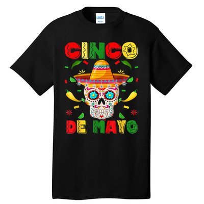 Cinco De Mayo Sugar Skull Men Women Mexican Fiesta Taco Tall T-Shirt