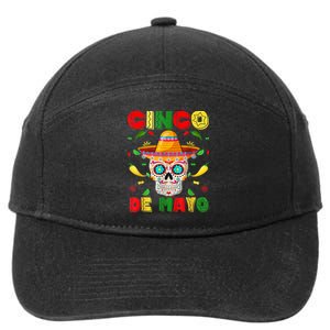 Cinco De Mayo Sugar Skull Men Women Mexican Fiesta Taco 7-Panel Snapback Hat