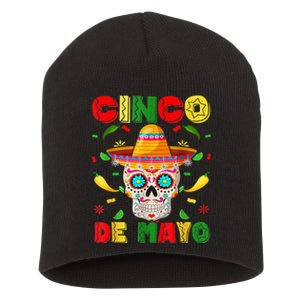 Cinco De Mayo Sugar Skull Men Women Mexican Fiesta Taco Short Acrylic Beanie