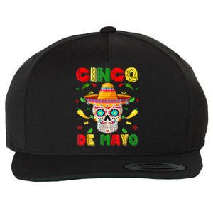 Cinco De Mayo Sugar Skull Men Women Mexican Fiesta Taco Wool Snapback Cap