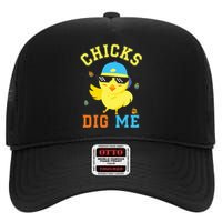 Chicks Dig Me Happy Easter Egg Hunt High Crown Mesh Back Trucker Hat