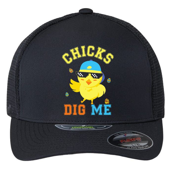 Chicks Dig Me Happy Easter Egg Hunt Flexfit Unipanel Trucker Cap