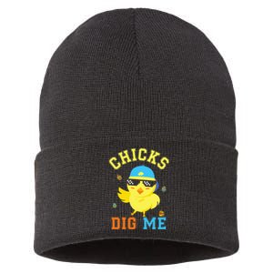 Chicks Dig Me Happy Easter Egg Hunt Sustainable Knit Beanie