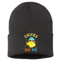 Chicks Dig Me Happy Easter Egg Hunt Sustainable Knit Beanie