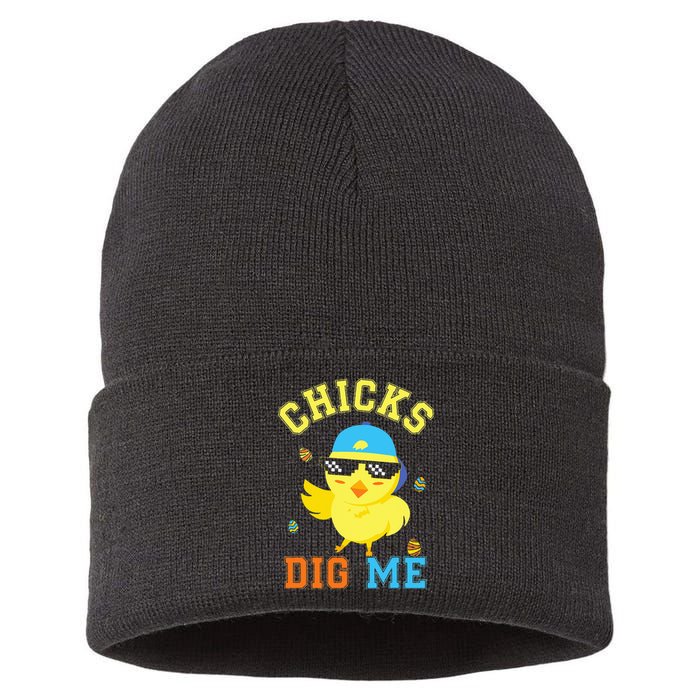 Chicks Dig Me Happy Easter Egg Hunt Sustainable Knit Beanie