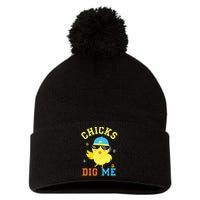 Chicks Dig Me Happy Easter Egg Hunt Pom Pom 12in Knit Beanie