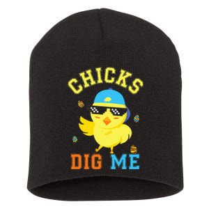 Chicks Dig Me Happy Easter Egg Hunt Short Acrylic Beanie