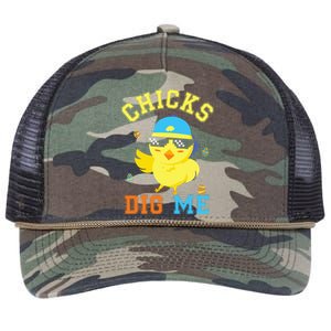 Chicks Dig Me Happy Easter Egg Hunt Retro Rope Trucker Hat Cap