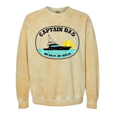 Captain Dad My Boat My Rules Yacht Boating Colorblast Crewneck Sweatshirt