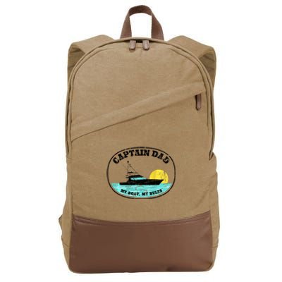 Captain Dad My Boat My Rules Yacht Boating Cotton Canvas Backpack