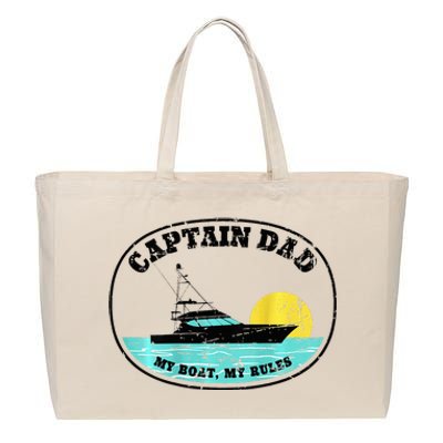 Captain Dad My Boat My Rules Yacht Boating Cotton Canvas Jumbo Tote