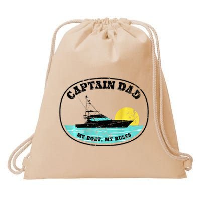 Captain Dad My Boat My Rules Yacht Boating Drawstring Bag