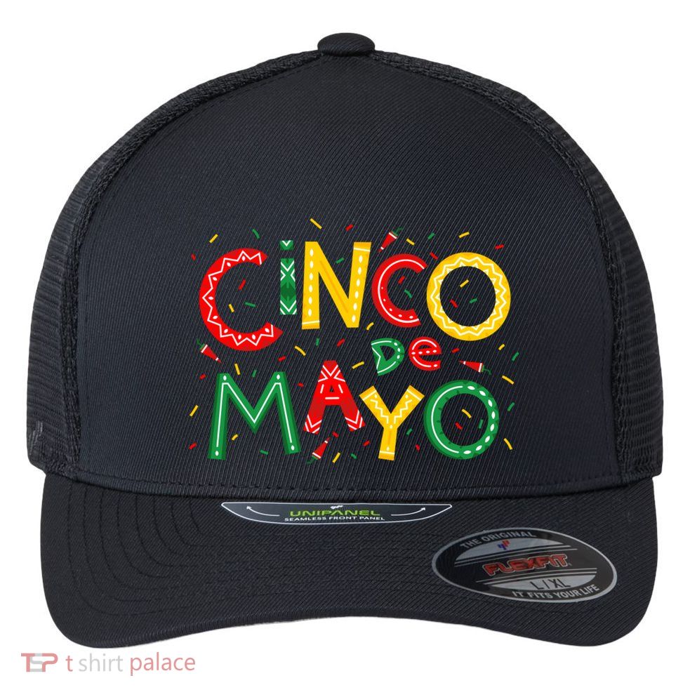 Cinco De Mayo Chili Pepper Celebration Flexfit Unipanel Trucker Cap