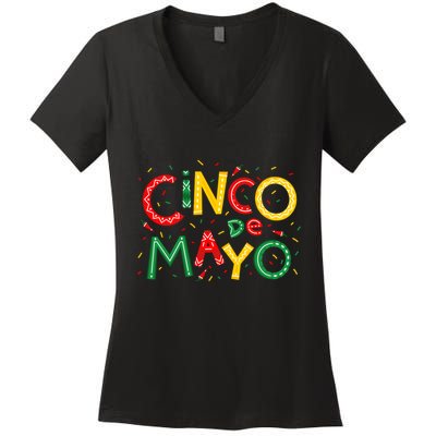 Cinco De Mayo Chili Pepper Celebration Women's V-Neck T-Shirt