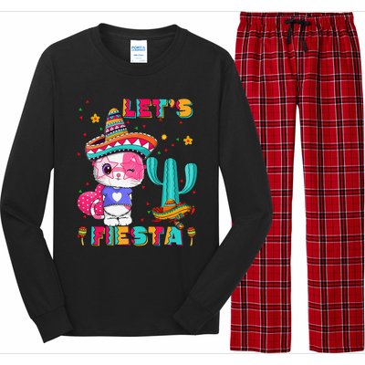 Cinco De Mayo Meow Lets Fiesta Mexican Cactus Cute Cat Long Sleeve Pajama Set