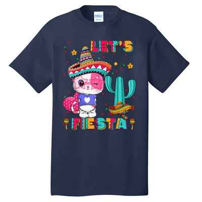 Cinco De Mayo Meow Lets Fiesta Mexican Cactus Cute Cat Tall T-Shirt