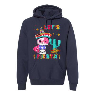 Cinco De Mayo Meow Lets Fiesta Mexican Cactus Cute Cat Premium Hoodie