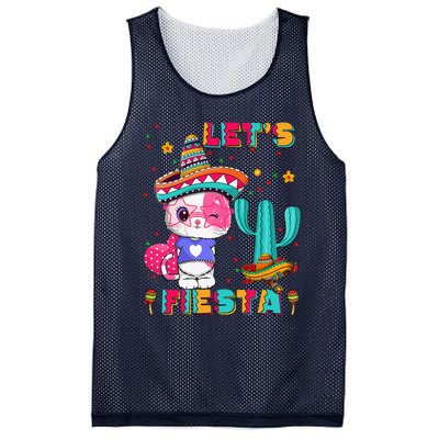 Cinco De Mayo Meow Lets Fiesta Mexican Cactus Cute Cat Mesh Reversible Basketball Jersey Tank