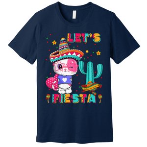 Cinco De Mayo Meow Lets Fiesta Mexican Cactus Cute Cat Premium T-Shirt