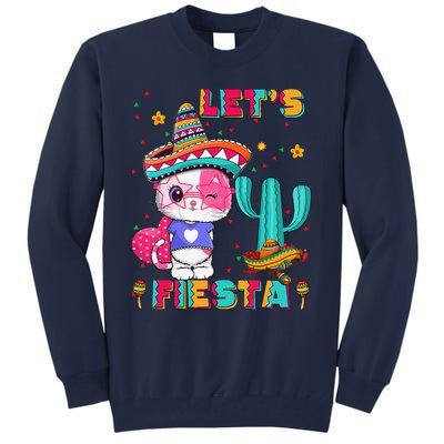 Cinco De Mayo Meow Lets Fiesta Mexican Cactus Cute Cat Tall Sweatshirt