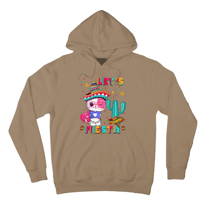 Cinco De Mayo Meow Lets Fiesta Mexican Cactus Cute Cat Hoodie