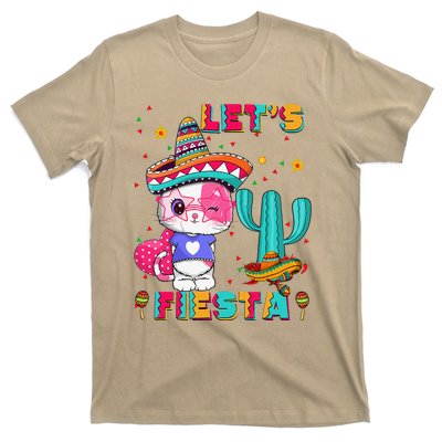 Cinco De Mayo Meow Lets Fiesta Mexican Cactus Cute Cat T-Shirt