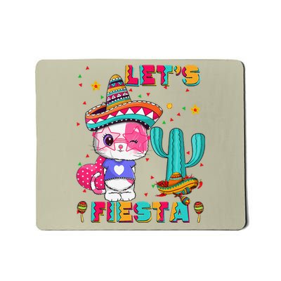 Cinco De Mayo Meow Lets Fiesta Mexican Cactus Cute Cat Mousepad