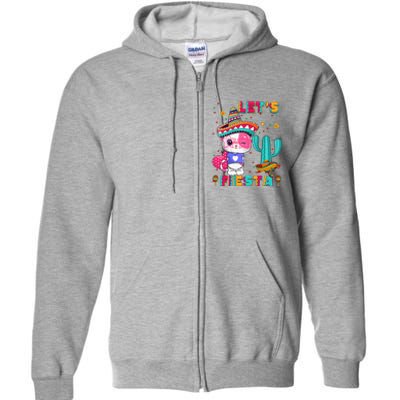 Cinco De Mayo Meow Lets Fiesta Mexican Cactus Cute Cat Full Zip Hoodie