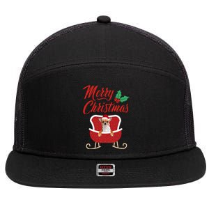 Chihuahua Dog Merry Christmas Design For The Holiday Season! 7 Panel Mesh Trucker Snapback Hat