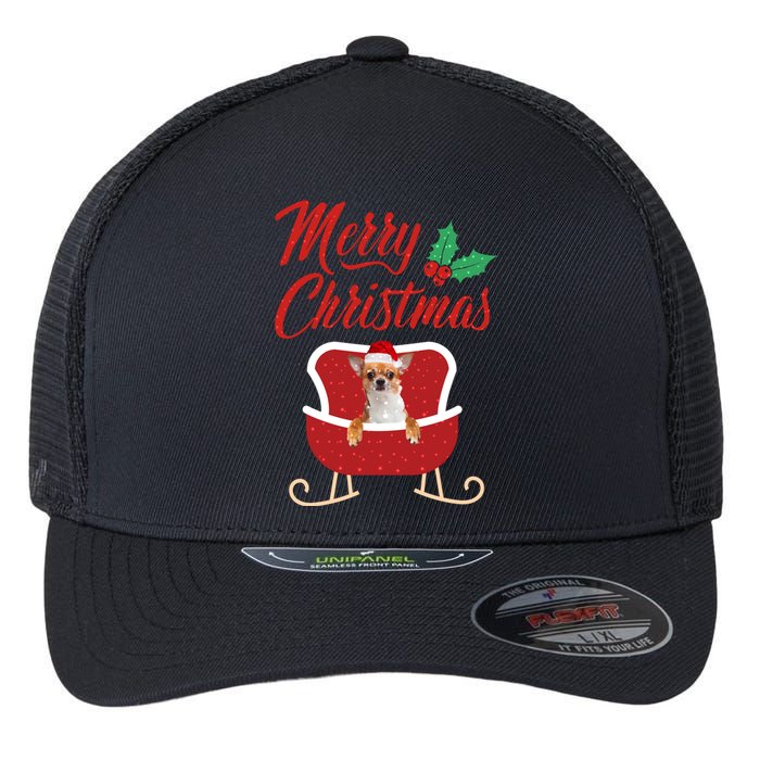 Chihuahua Dog Merry Christmas Design For The Holiday Season! Flexfit Unipanel Trucker Cap