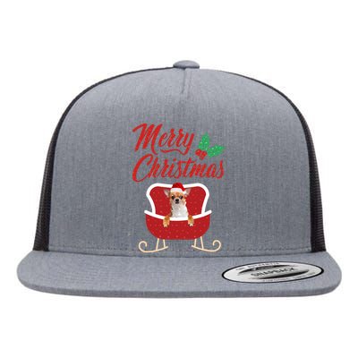 Chihuahua Dog Merry Christmas Design For The Holiday Season! Flat Bill Trucker Hat