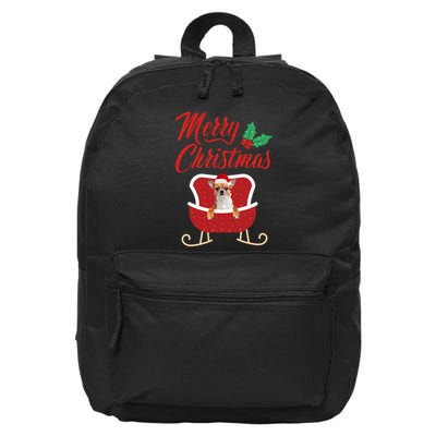 Chihuahua Dog Merry Christmas Design For The Holiday Season! 16 in Basic Backpack