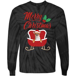 Chihuahua Dog Merry Christmas Design For The Holiday Season! Tie-Dye Long Sleeve Shirt