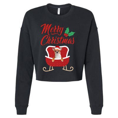 Chihuahua Dog Merry Christmas Design For The Holiday Season! Cropped Pullover Crew