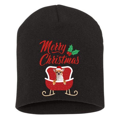 Chihuahua Dog Merry Christmas Design For The Holiday Season! Short Acrylic Beanie