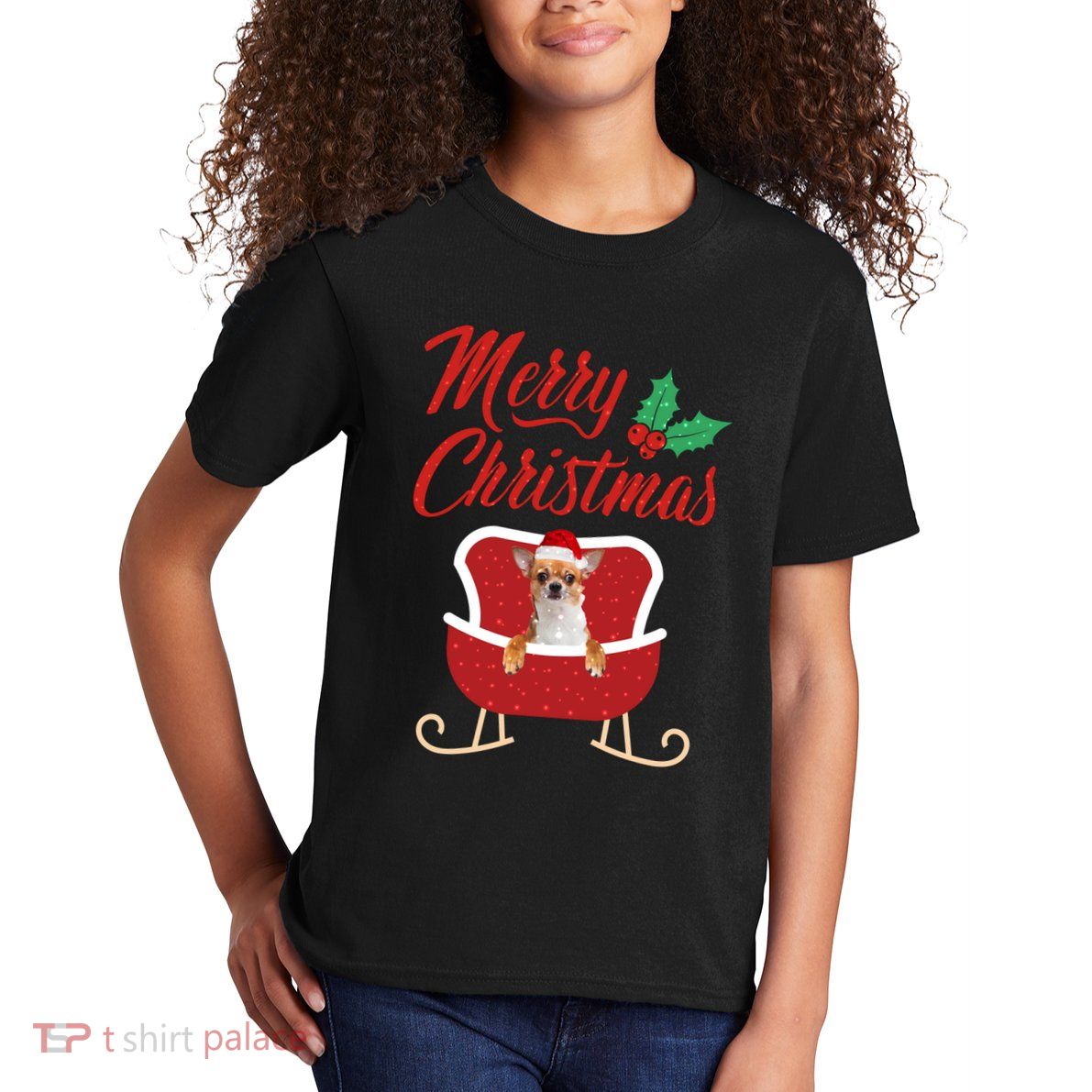 Chihuahua Dog Merry Christmas Design For The Holiday Season! Kids T-Shirt