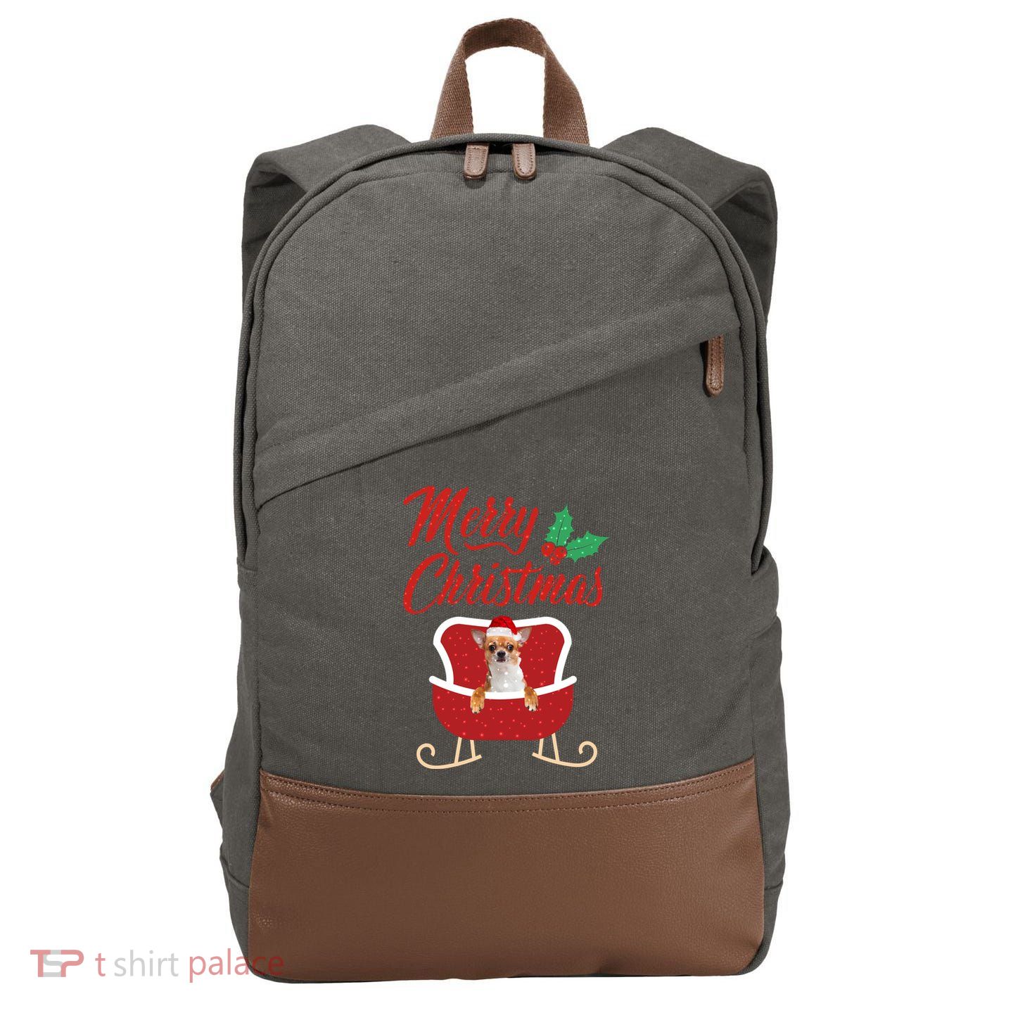 Chihuahua Dog Merry Christmas Design For The Holiday Season! Cotton Canvas Backpack