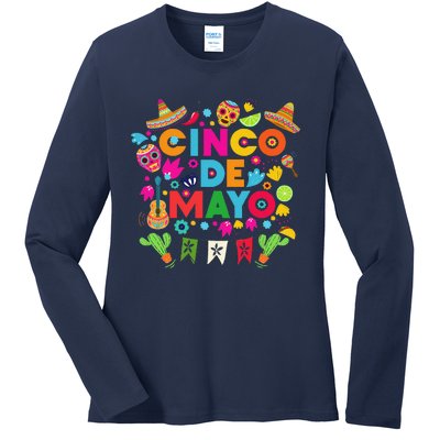 Cinco De Mayo Mexican Fiesta Cactus Ladies Long Sleeve Shirt