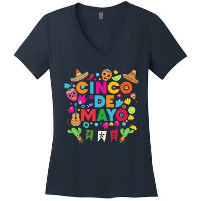 Cinco De Mayo Mexican Fiesta Cactus Women's V-Neck T-Shirt