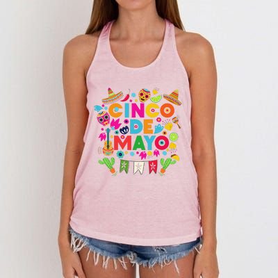 Cinco De Mayo Mexican Fiesta Cactus Women's Knotted Racerback Tank