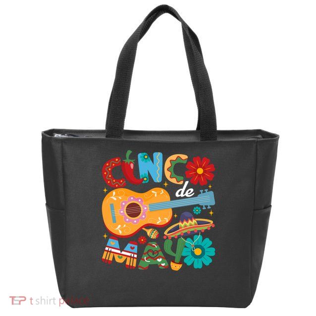 Cinco De Mayo Let's Fiesta Mexican Party Graphic Tee Zip Tote Bag