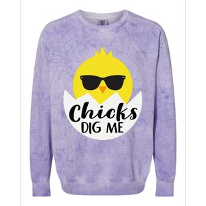 Chicks Dig Me Funny N Male Little Easter Fun Colorblast Crewneck Sweatshirt