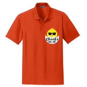 Chicks Dig Me Funny N Male Little Easter Fun Dry Zone Grid Polo