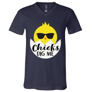 Chicks Dig Me Funny N Male Little Easter Fun V-Neck T-Shirt